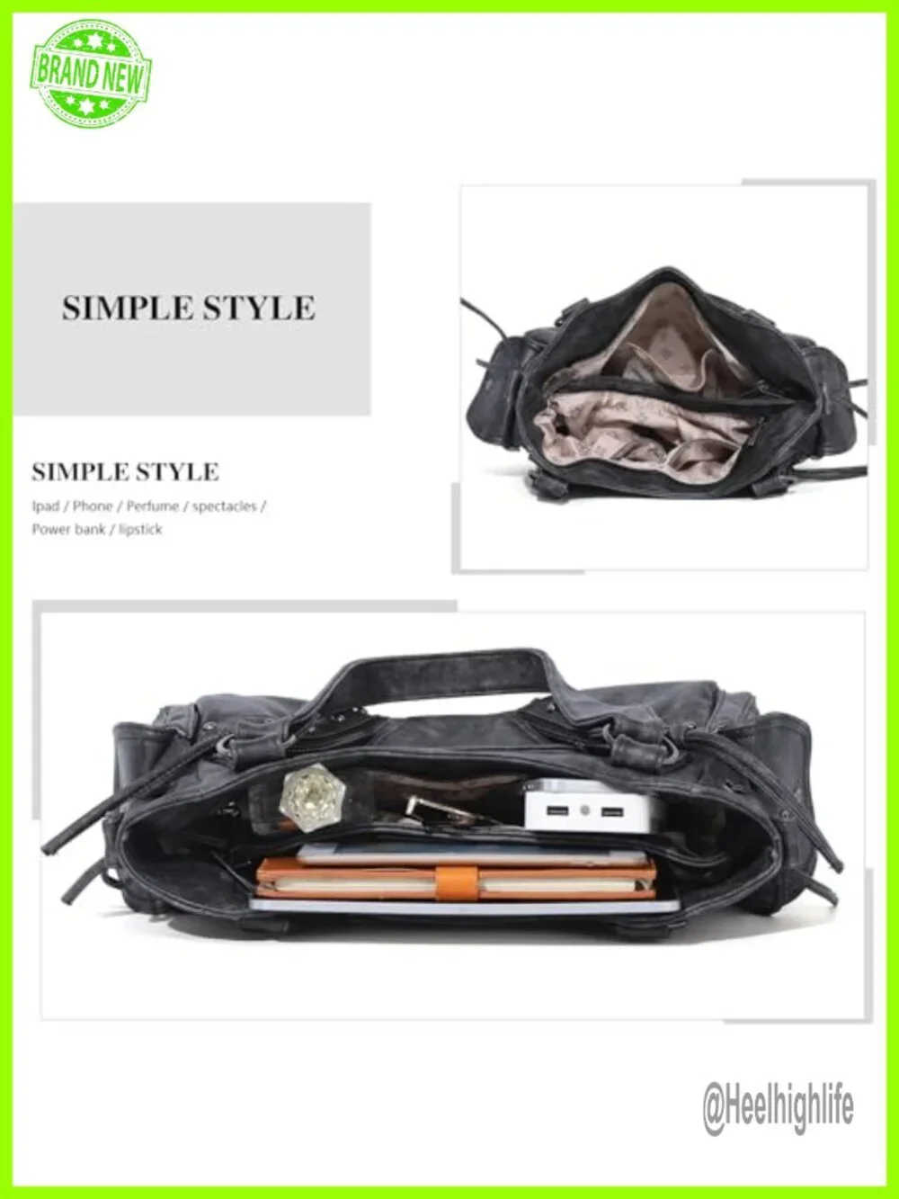 Retro Washed Vegan Leather Hobo Bag with Crossbody Strap